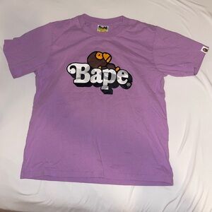 BAPE BABY MILO purple AUTHENTIC t shirt size MEDIUM Ladies